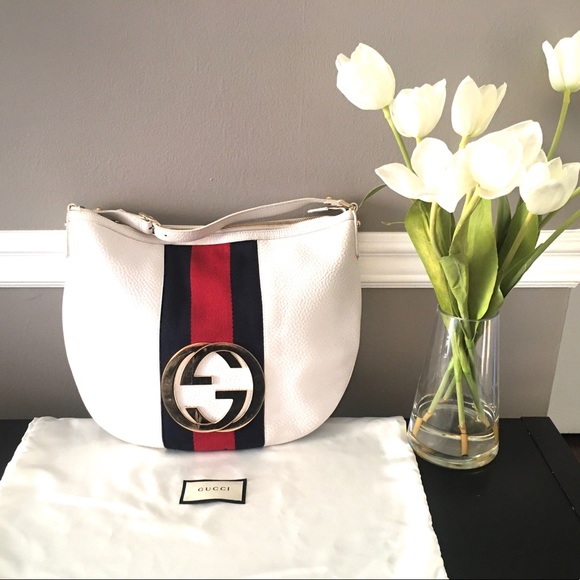 Gucci Handbags - Authentic Gucci white leather hobo shoulde…
